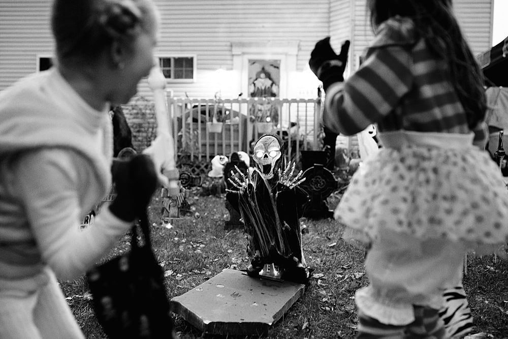 kids getting scared on halloween