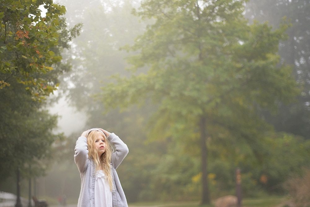 little girl in fog at wildwood park toledo ohio