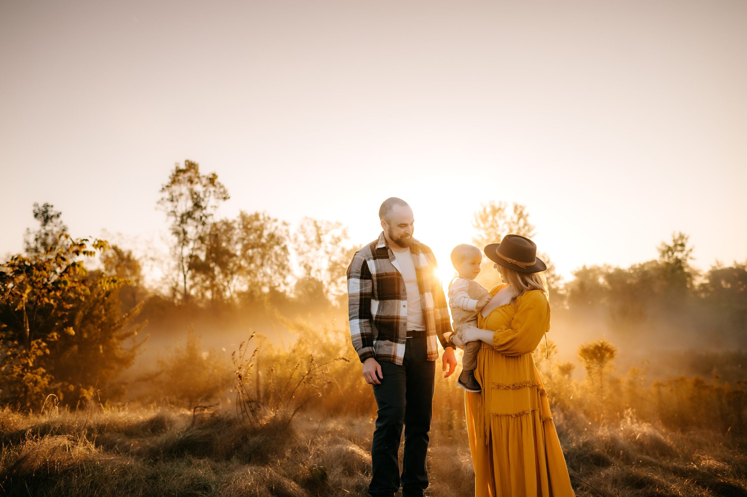 Findlay Ohio Photographer family of 3 in golden field