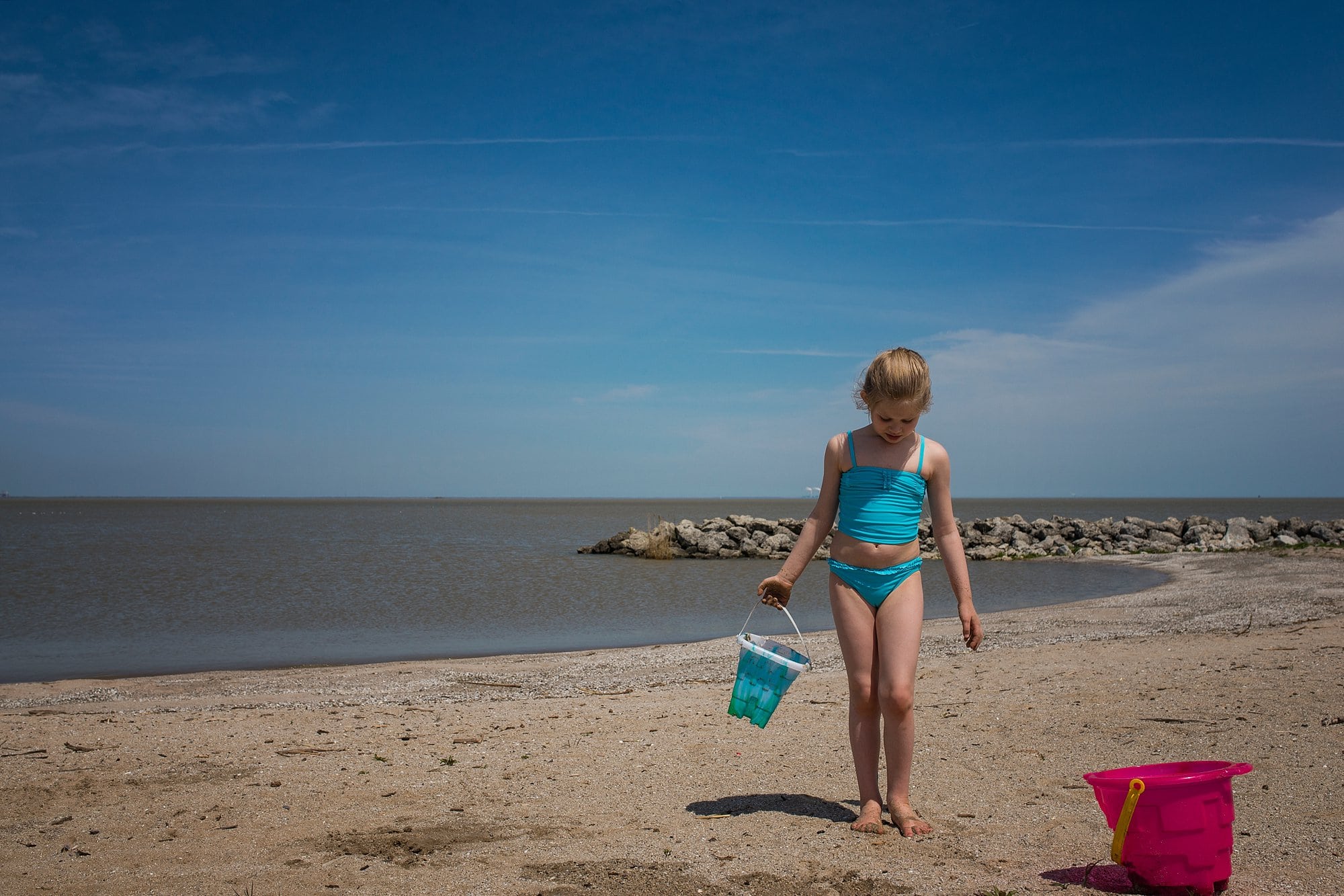 Family Photographer in Toledo Ohio girl on beach photo by Cynthia Dawson Photography