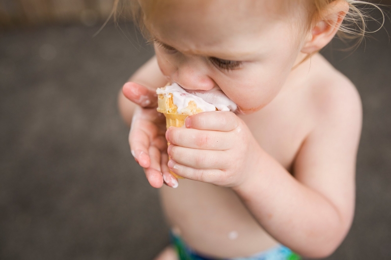 Toledo Ohio Lifestyle Photographer toddler eating ice cream photo by Cynthia Dawson Photography