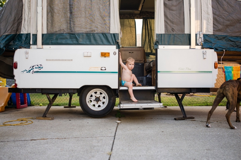 Toledo Ohio Lifestyle Photographer boy in camper photo by Cynthia Dawson Photography