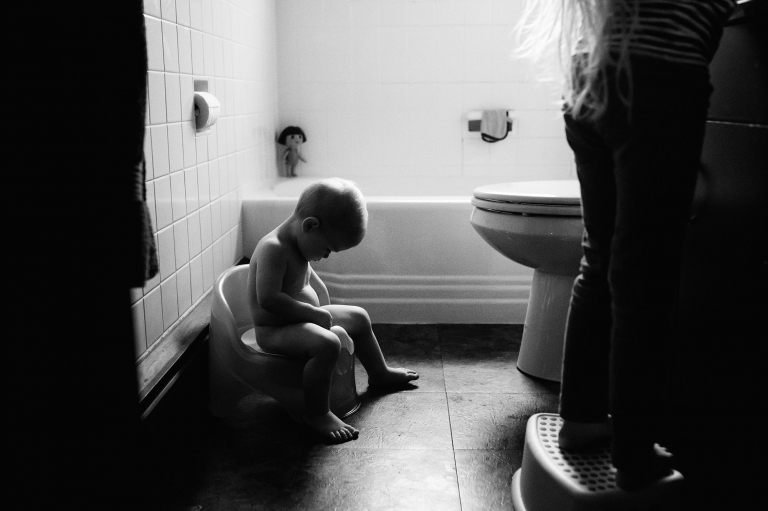 Toledo Ohio Family Photo Session toddler on potty photo by Cynthia Dawson Photography