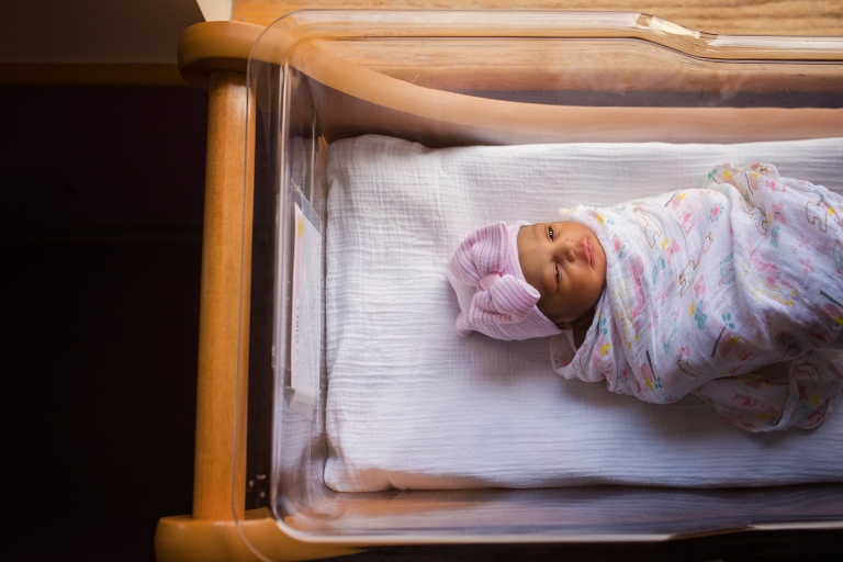 Toledo Ohio Newborn Hospital Photos newborn girl in hospital photo by Cynthia Dawson Photography