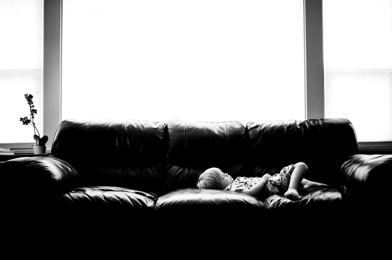 Lifestyle Photography Toledo toddler napping on couch photo by Cynthia Dawson Photography