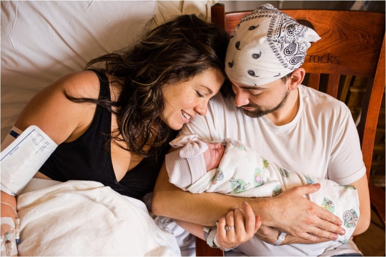 Toledo Ohio Birth Photographer parents with newborn photo by Cynthia Dawson Photography