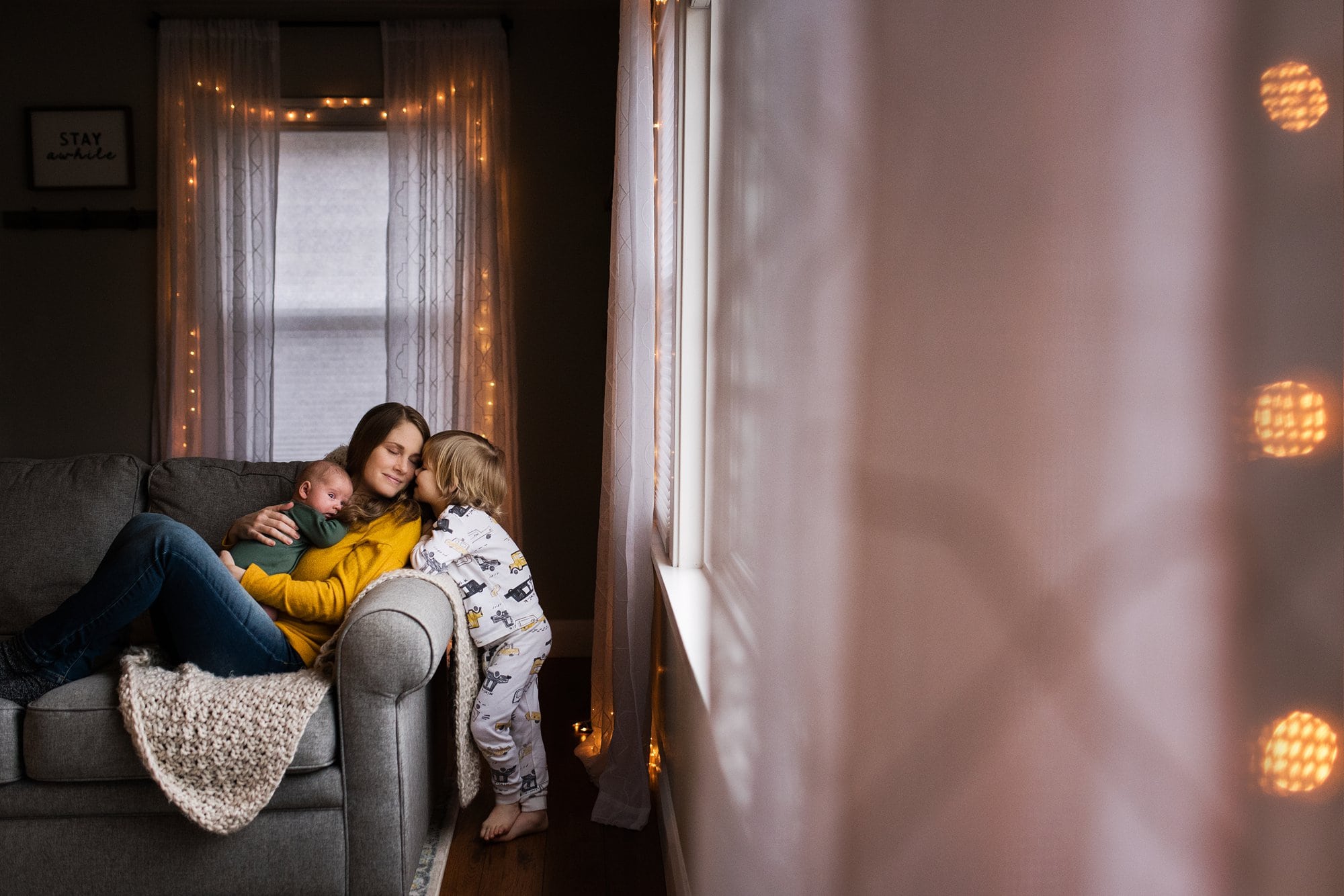 Northwest Ohio Newborn Photographer mom with baby and son photo by Cynthia Dawson Photography 