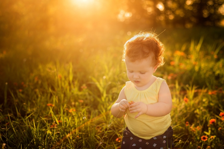 Child Photographer Toledo Ohio toddler girl at sunset photo by Cynthia Dawson Photography 
