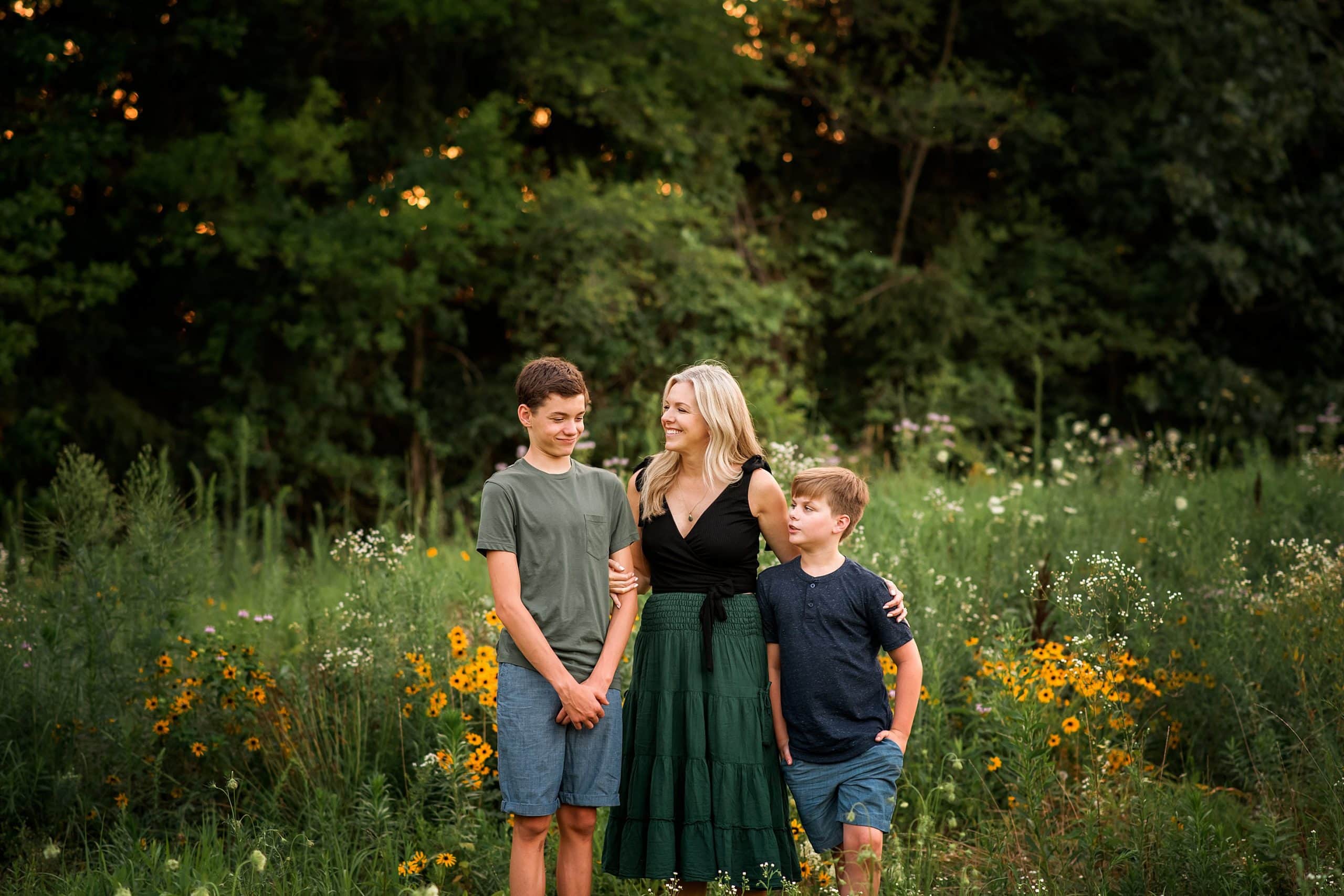 Mother with sons in Toledo metropark photo by Cynthia Dawson Photography