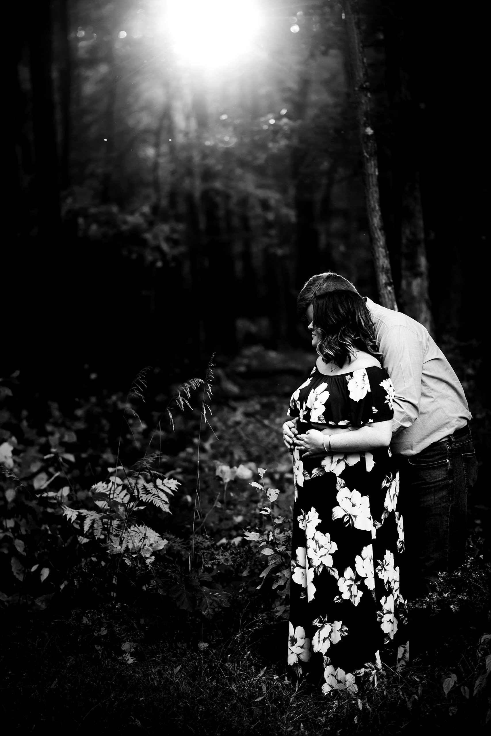 Toledo Maternity Photographer couple in woods photo by cynthia dawson photography 