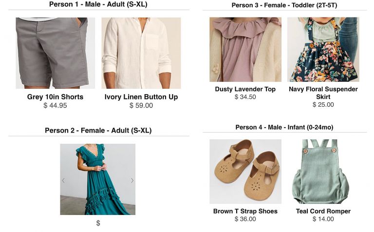 clothing options for family photos