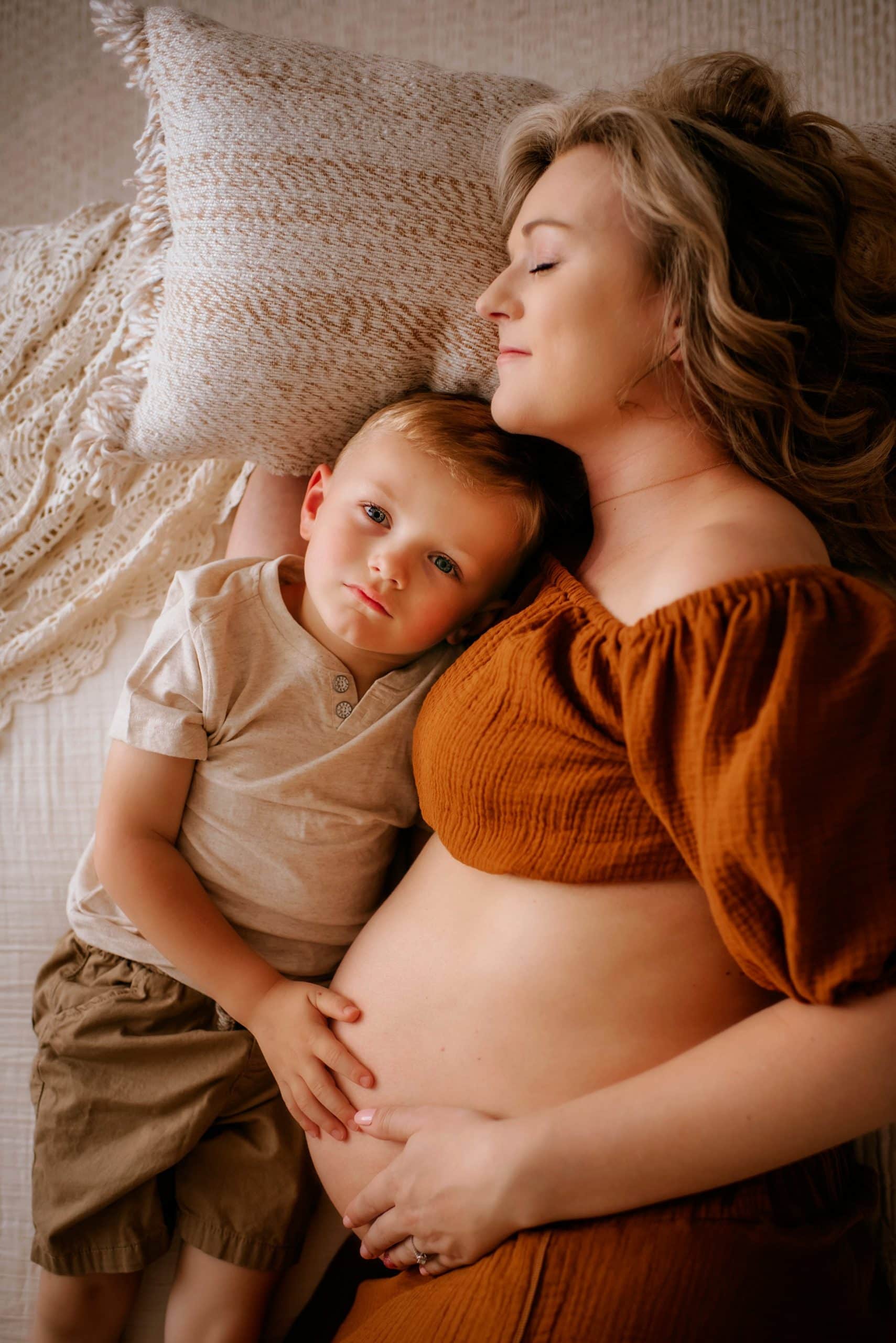 pregnant mother and son photo